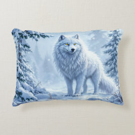雪の森の白いオオカミの氷柱の装飾 アクセントクッション