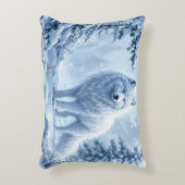 雪の森の白いオオカミの氷柱の装飾 アクセントクッション (正面(垂直))