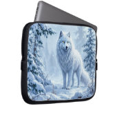 雪の森の白いオオカミの氷柱の装飾 ラップトップスリーブ (正面右)