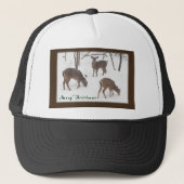 雪の森の白い鹿 – メリークリスマス キャップ (正面)