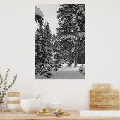 雪の森の白黒ポスター ポスター (キッチン)