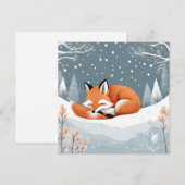 雪の森の眠るキツネ　冬の自然　クリスマス シーズンカード (正面/裏面)