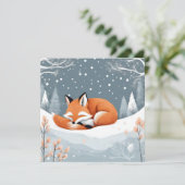 雪の森の眠るキツネ　冬の自然　クリスマス シーズンカード (スタンド正面)