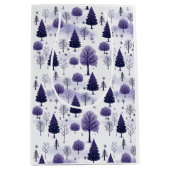 雪の森の紫のクリスマス ミディアムペーパーバッグ (正面)