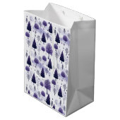 雪の森の紫のクリスマス ミディアムペーパーバッグ (裏面アングル)