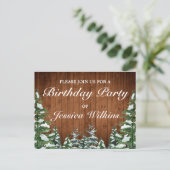 雪の森の誕生日パーティー招待状 案内ポストカード (スタンド正面)