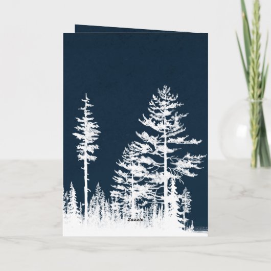 雪の森の野生の白馬のクリスマス シーズンカード (裏面)