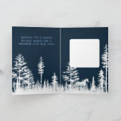 雪の森の野生の白馬 メリークリスマス シーズンカード (内部)