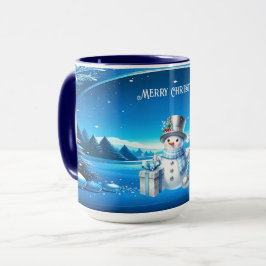雪の森の陽気な雪だるま ホリデーマグ マグカップ