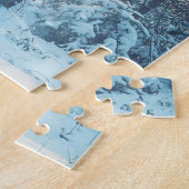 雪の森の霜の降りた冬の風景 ジグソーパズル (側面)