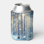 雪の森の霜の降りた冬の風景 缶クーラー (缶正面)