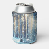 雪の森の霜の降りた冬の風景 缶クーラー (缶裏面)