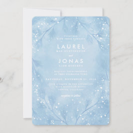 雪の森の青い冬の結婚式招待状 招待状
