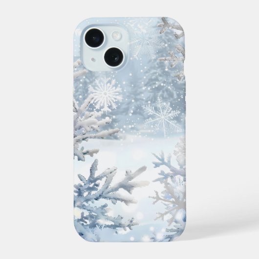 雪の森の静寂 フォンケース iPhone 15ケース (裏面)