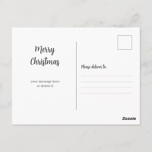 雪の森の鹿クリスマスツリーの水色 ポストカード (裏面)