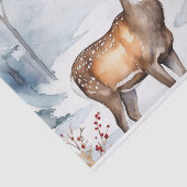 雪の森の鹿クリスマスツリーの水色 薄葉紙 (詳細)