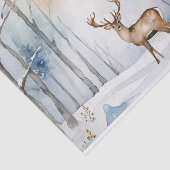 雪の森の鹿クリスマスツリーの水色 薄葉紙 (詳細)
