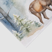 雪の森の鹿クリスマスツリーの水色 薄葉紙 (詳細)