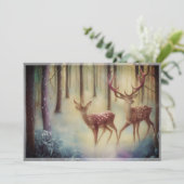 雪の森の鹿　お手頃なクリスマス シーズンカード (スタンド正面)