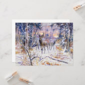 雪の森の鹿（冬の季節） カード (正面/裏面インサイチュ)