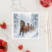雪の森を駆ける野生の馬 スタンダードカクテルナプキン (インサイチュ)