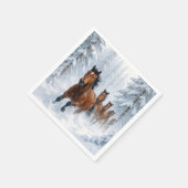 雪の森を駆ける野生の馬 スタンダードカクテルナプキン (角)