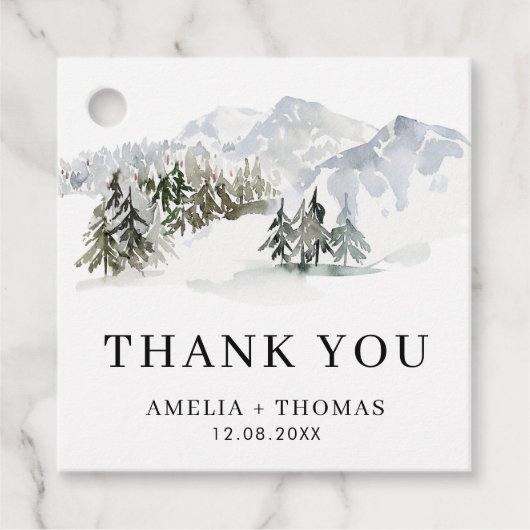 雪の森ウッドランド冬の結婚式ありがとう フェイバータグ (正面)