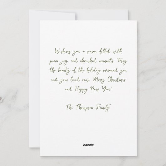 雪の森トナカイのユニーククリスマスカード シーズンカード (裏面)