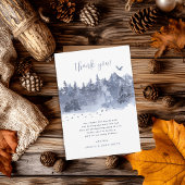 雪の森ブルーグレーベビー外は寒い サンキューカード