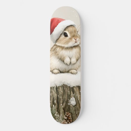 雪の森 冬の木立 クリスマス ウサギ 鳥 スケートボード (正面)