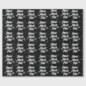 雪の楽しい雪の結晶 黒地に ラッピングペーパー (フラット)