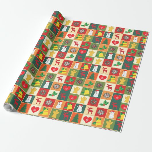 雪の模様 – クリスマスホリデー ラッピングペーパー (アンロールド)