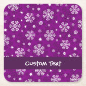 雪の模様（紫） スクエアペーパーコースター (正面)