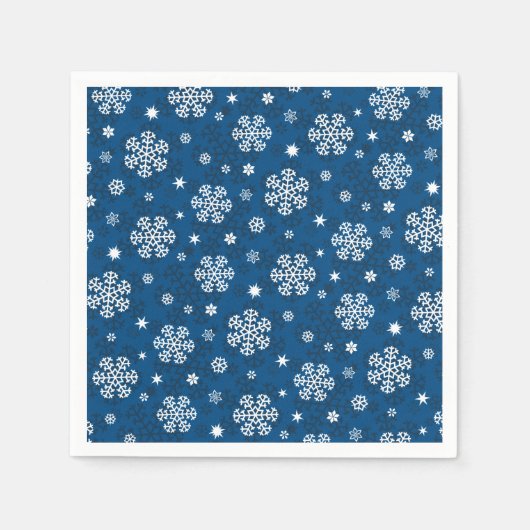 雪の模様（青） スタンダードカクテルナプキン (正面)