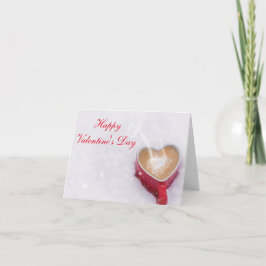 雪の横の"ハッピーバレンタインデー"のココア シーズンカード