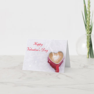 雪の横の"ハッピーバレンタインデー"のココア シーズンカード