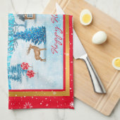 雪の横カスタマイズ面 キッチンタオル (四つ折り)