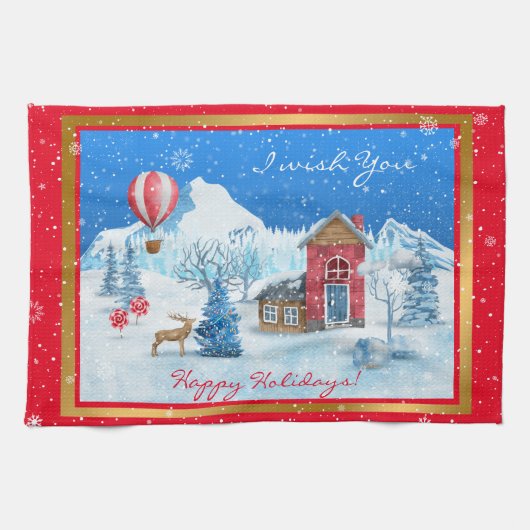 雪の横カスタマイズ面 キッチンタオル (横)