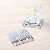 雪の樺の木ツリーのクリスマスダスティブルーID1003 スクエアペーパーコースター (インサイチュ)