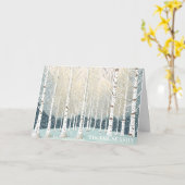 雪の樺の木ツリーズクリスマスティール(緑がかった色)ID1003 カード (黄色い花)