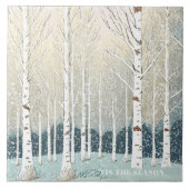 雪の樺の木ツリーズクリスマスティール(緑がかった色)ID1003 タイル (正面)