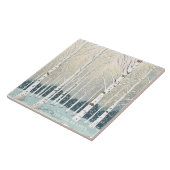 雪の樺の木ツリーズクリスマスティール(緑がかった色)ID1003 タイル (側面)