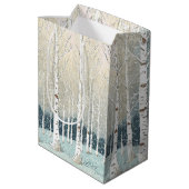 雪の樺の木ツリーズクリスマスティール（緑がかった色）ID1003 ミディアムペーパーバッグ (裏面アングル)
