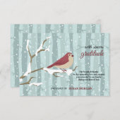 雪の死別のサンキューカードの鳥 サンキューカード (正面/裏面)