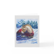雪の水の色でフィヨルド馬 – Greeting Card