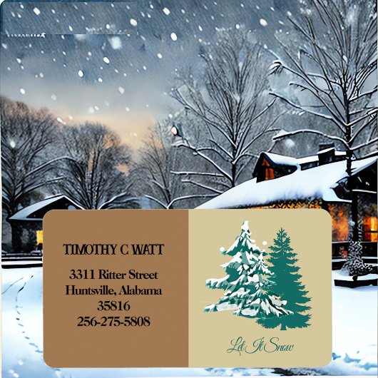 雪の水の色を冬のクリスマスウッドランド ラベル