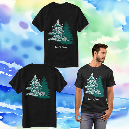 雪の水の色を冬のクリスマスウッドランド Tシャツ