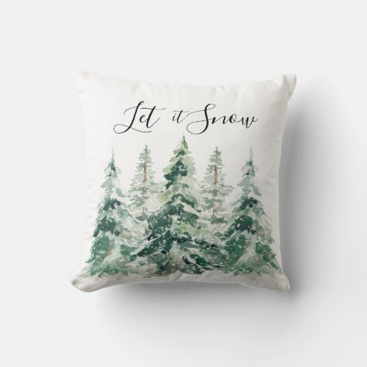 雪の水の色クリスマス松の木 クッション (正面)