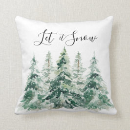雪の水の色クリスマス松の木 クッション