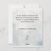 雪の水彩キャビン ホリデー カード (裏面)